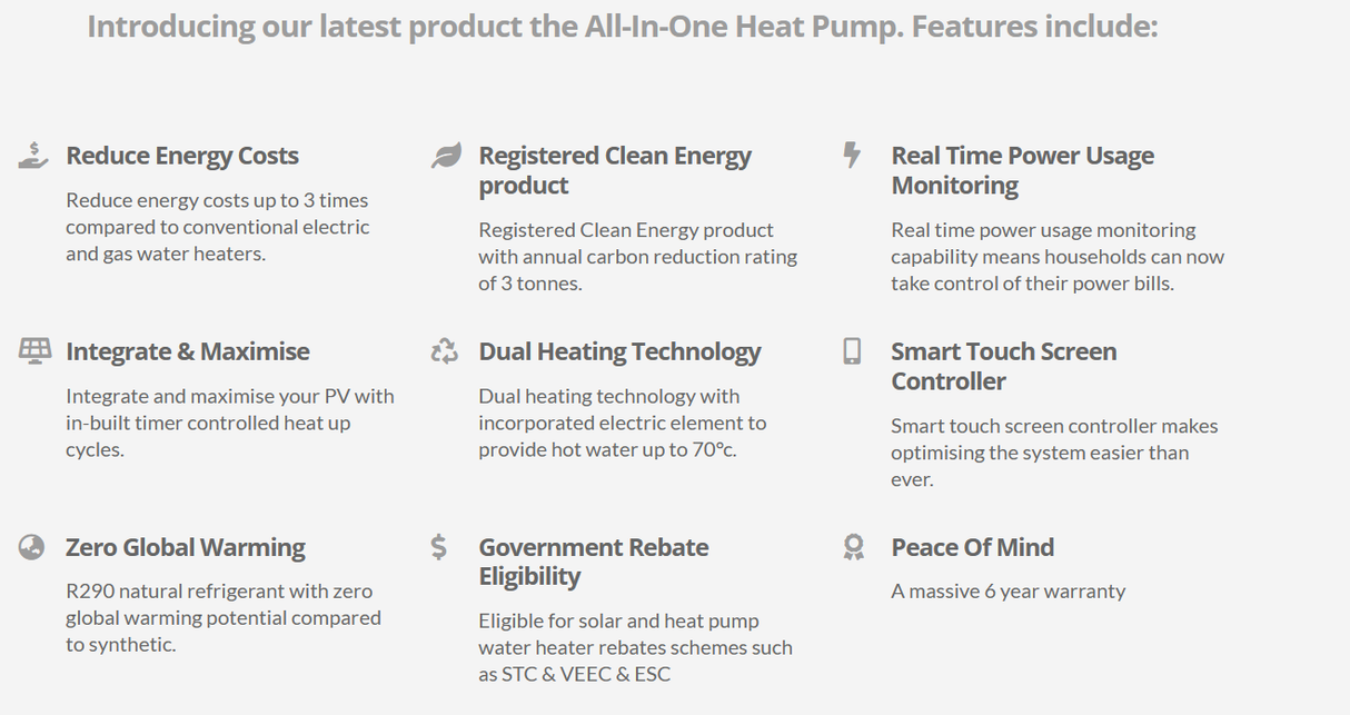 Apricus All-In-One APHP-R290-260 260L | Heat Pump Hot Water System